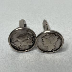 Vintage .925 Silver Mercury Winged Liberty Head Silver Dime 1937 1945 Cufflinks